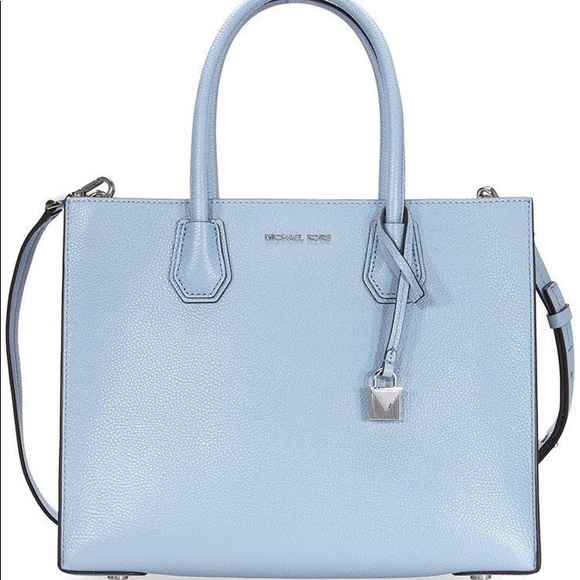 Michael Kors Handbags - Michael Kors Mercer Large Leather Pale Blue Tote